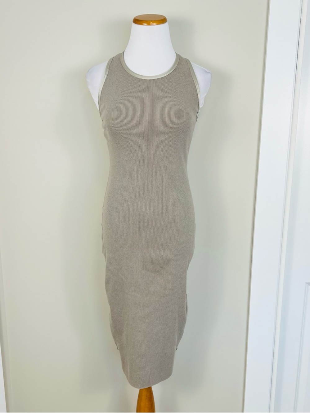 James Perse Ribbed Tank Midi Dress in Taupe
